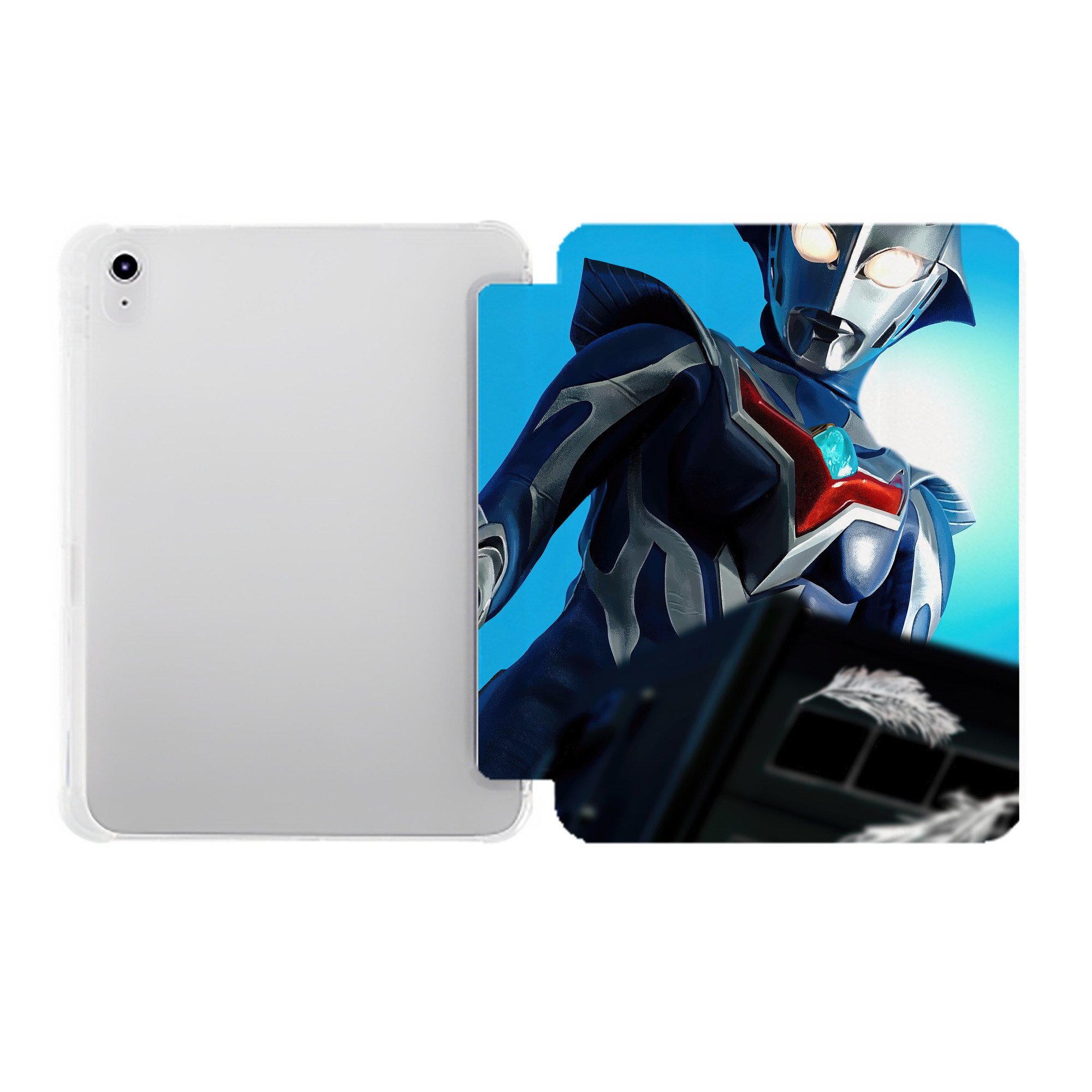 （画像用） ウルトラマン Ultraman IPad ケース ペン収納付き 三つ折りスタンド PUレザー×シリコン 対応機種9.5/10.5/10.9インチ